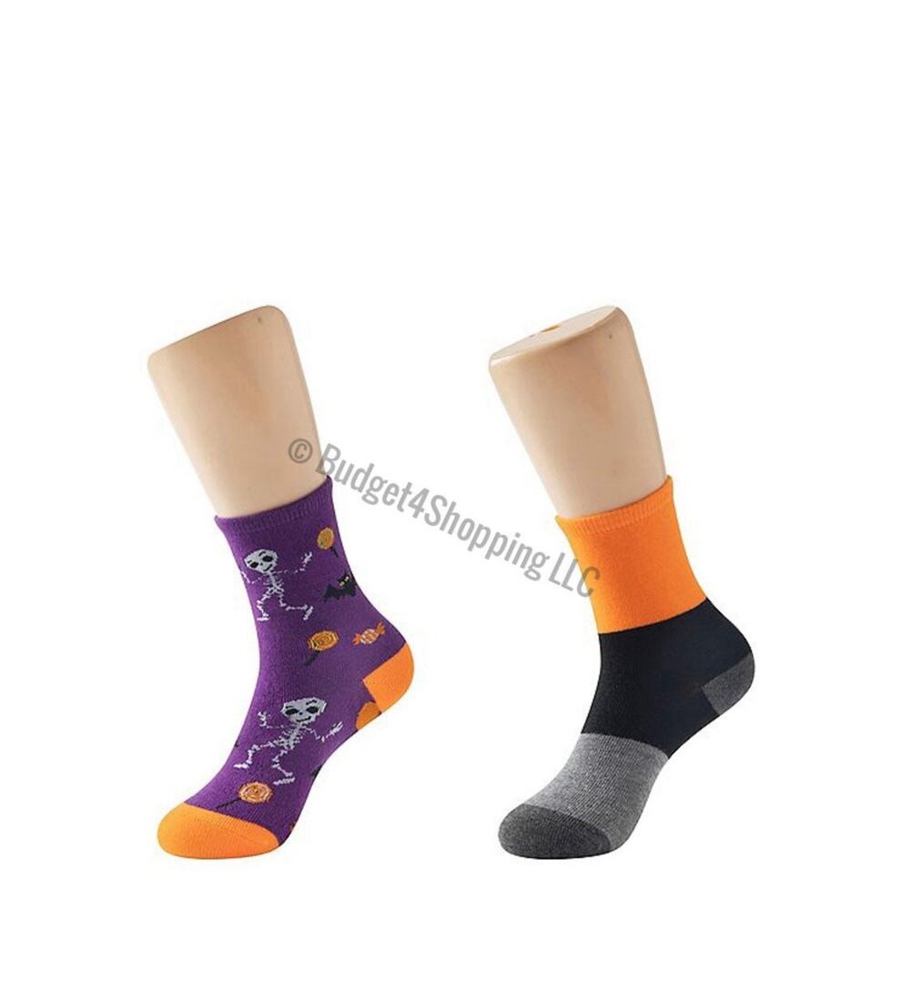 Kids Halloween Skeleton 2-Pack Crew Socks Size 7–8.5 Fun Costume Socks